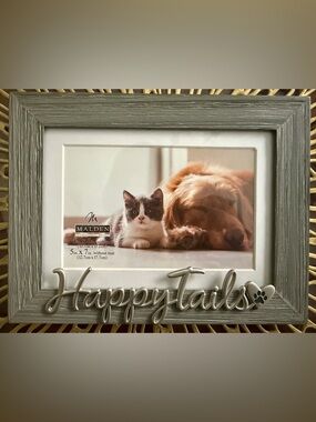 Malden Gray Happy Tails Pet Photo Frame Back with Easel Stand